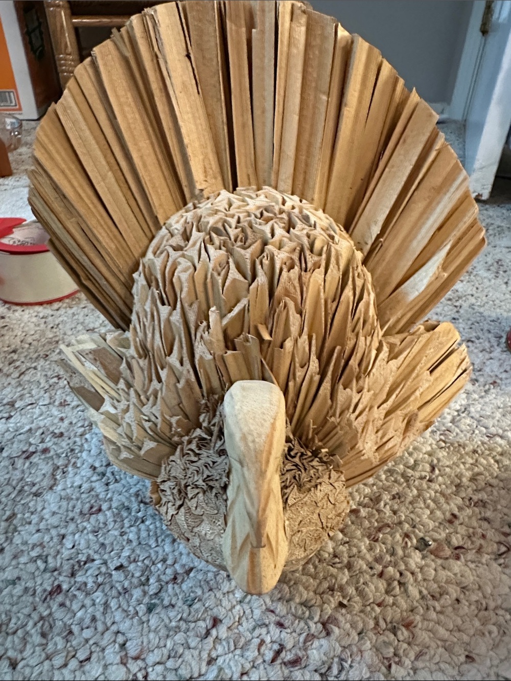 Rare, Vintage Folk Art Handcrafted Turkey for Holiday Centerpiece